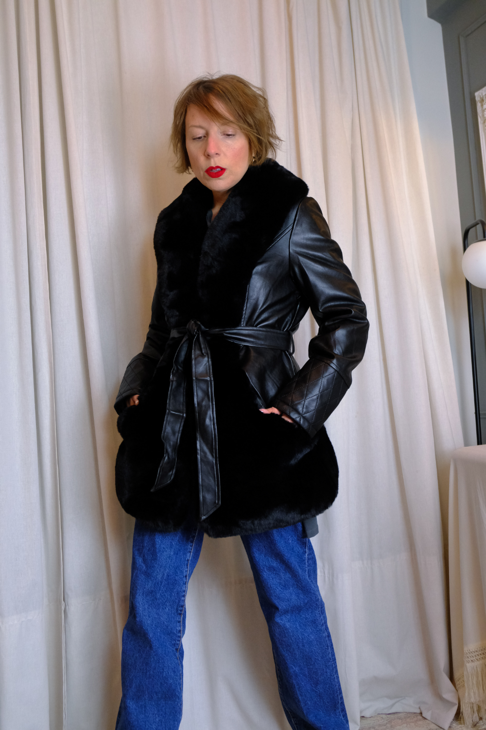 Elena eco leather jacket with fur