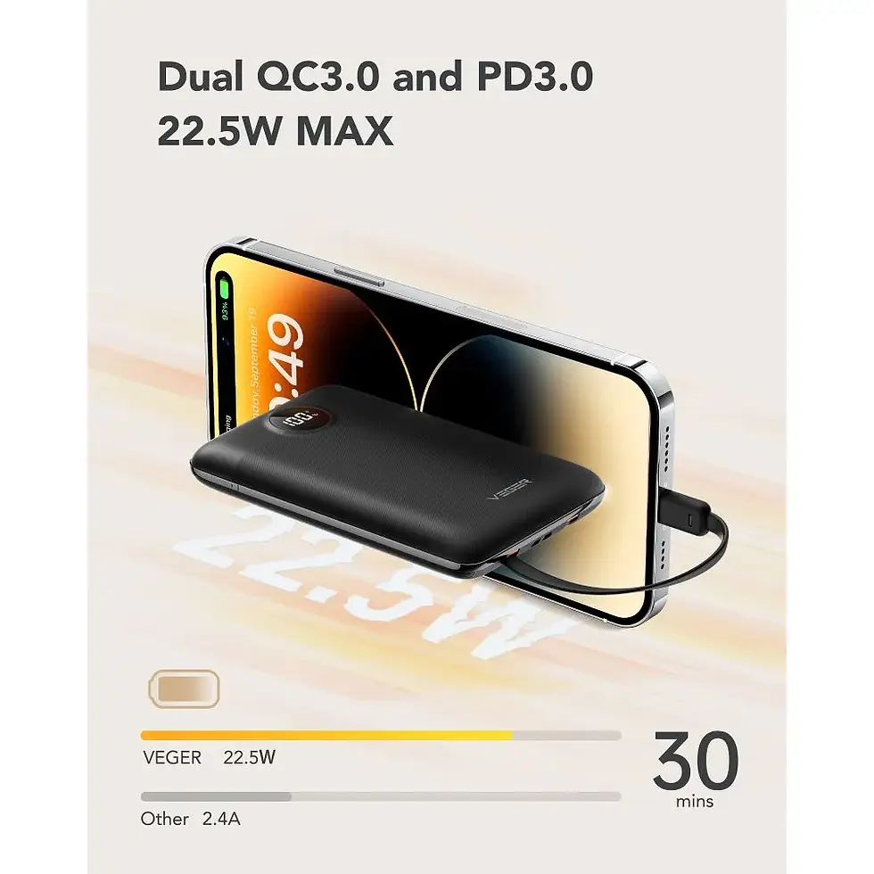 Миниатюра: Външна батерия Veger C11 (W1170) PD QC3.0 2A 22,5W 10000 mAh ЧЕРНА