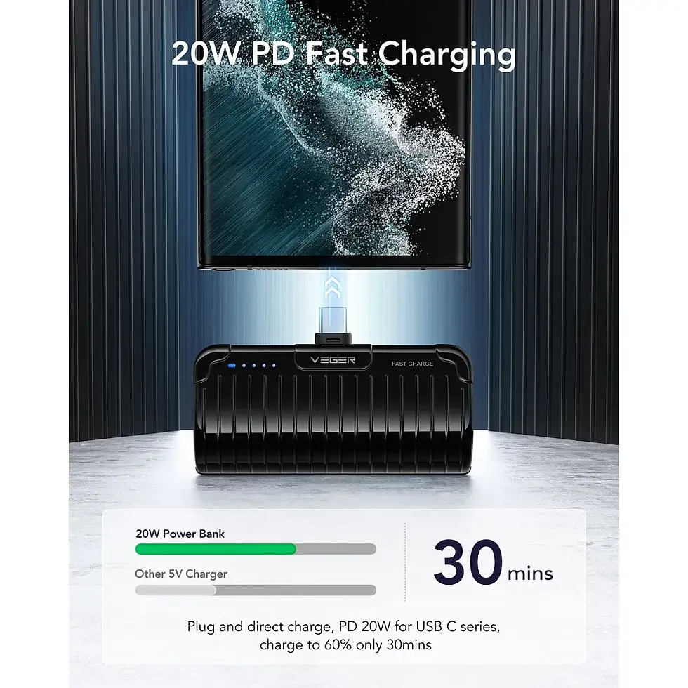 Миниатюра: Външна батерия Veger PlugOn (W0558P) PD QC3.0 2,4A 20W 5000 mAh - MICRO