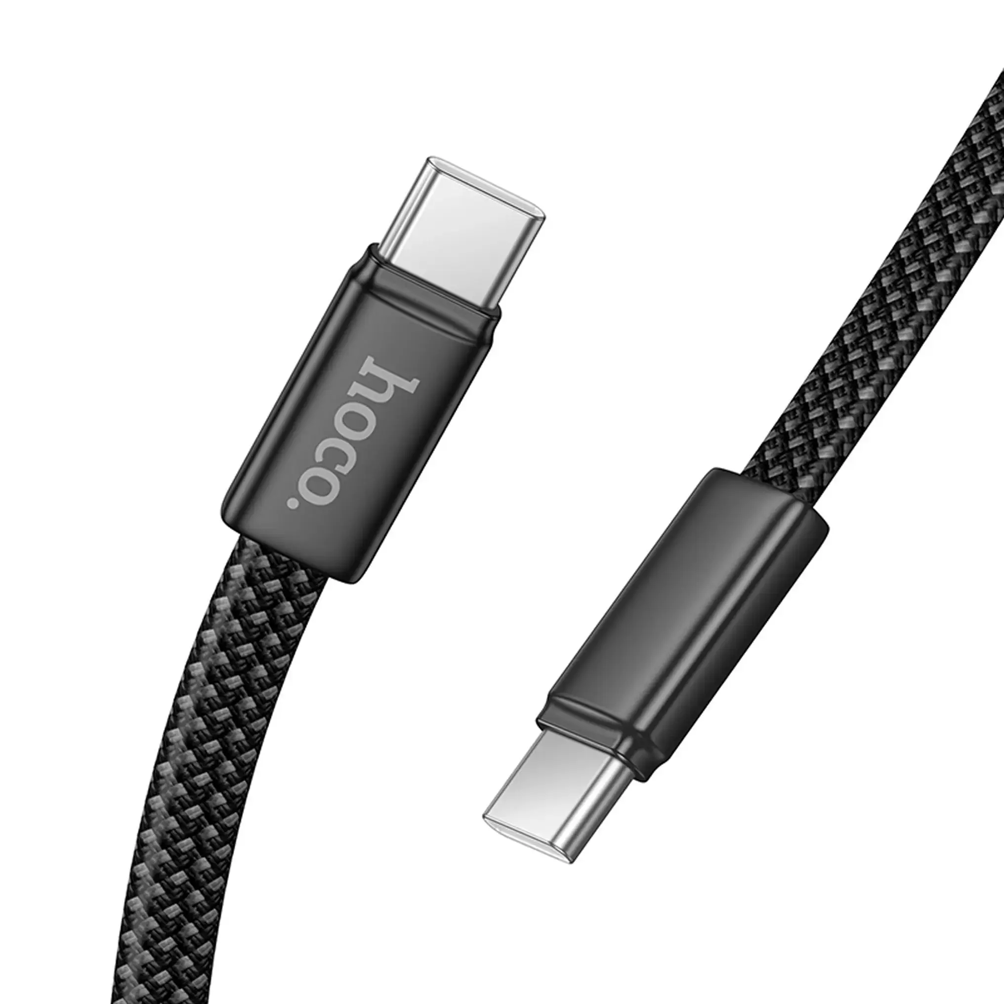 Плосък кабел USB C към USB C Hoco 3A 60W 1 м X125 черен