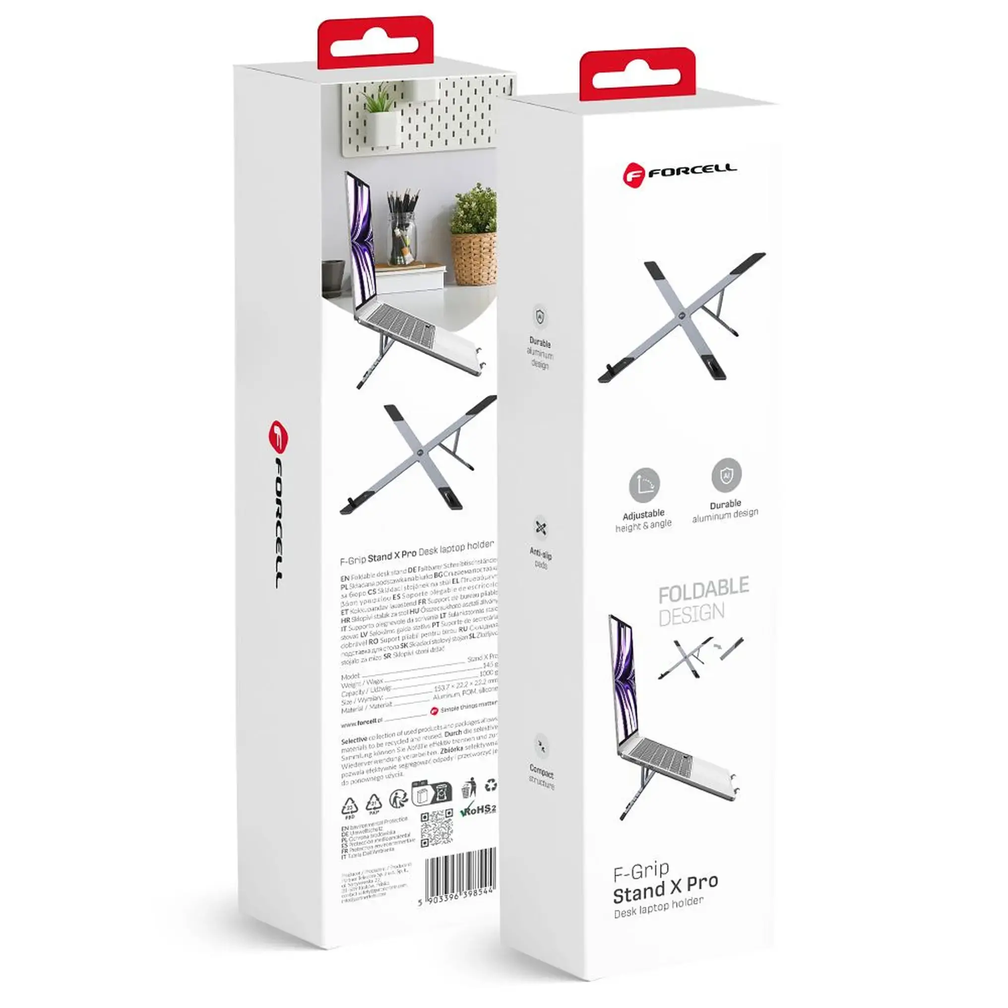 Сгъваема стойка за лаптоп/таблет Forcell F-Grip X Pro – сива