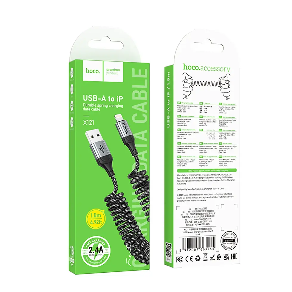 Thumbnail: Cable USB A to Lightning Hoco PD 27W 1,5 m X121 black
