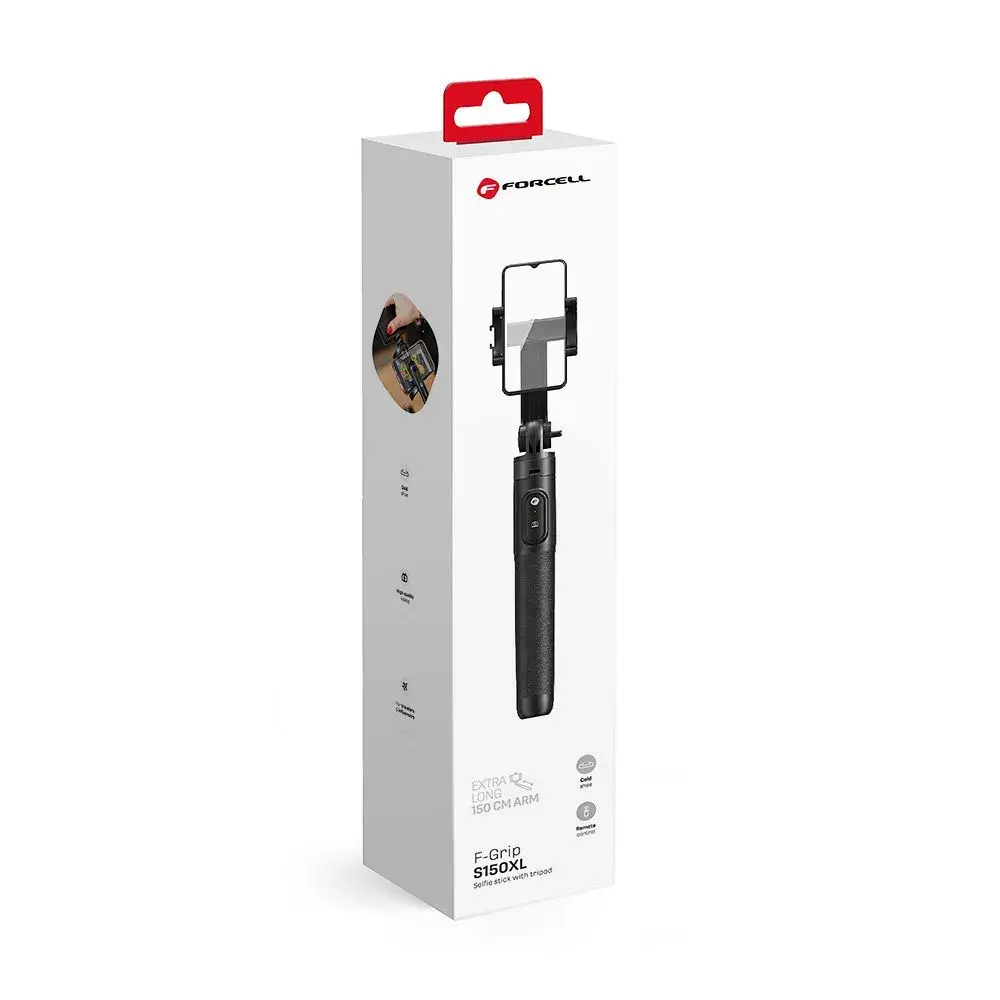 FORCELL F-GRIP S150XL селфи стик с безжично дистанционно управление, статив, чер