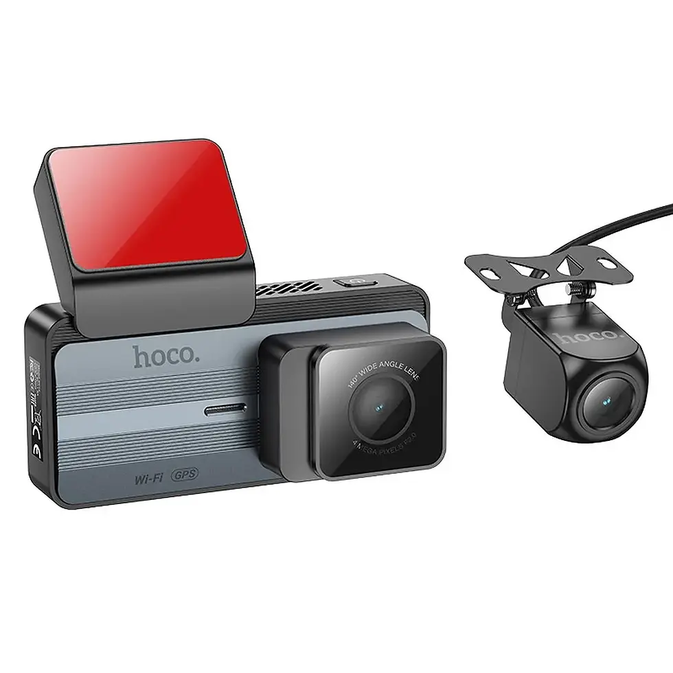 Thumbnail: Hoco Dash Cam with 3.69" 2K Display + GPS Rear Camera DV12 720P/25fps - Silver G