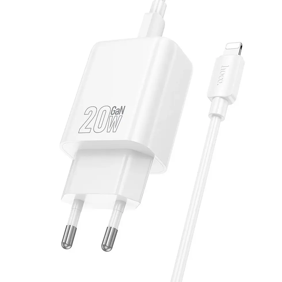 Миниатюра: Зарядно за телефон Hoco N61 USB-A + USB-C QC3.0 PD 3A 20W + USB-C към Lightning 