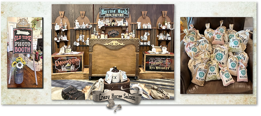 Miss Purdy's "Selfie" photo booth setup in Fort Worth, Texas complete with FREE custom money bags and custom hand-painted saloon sign.