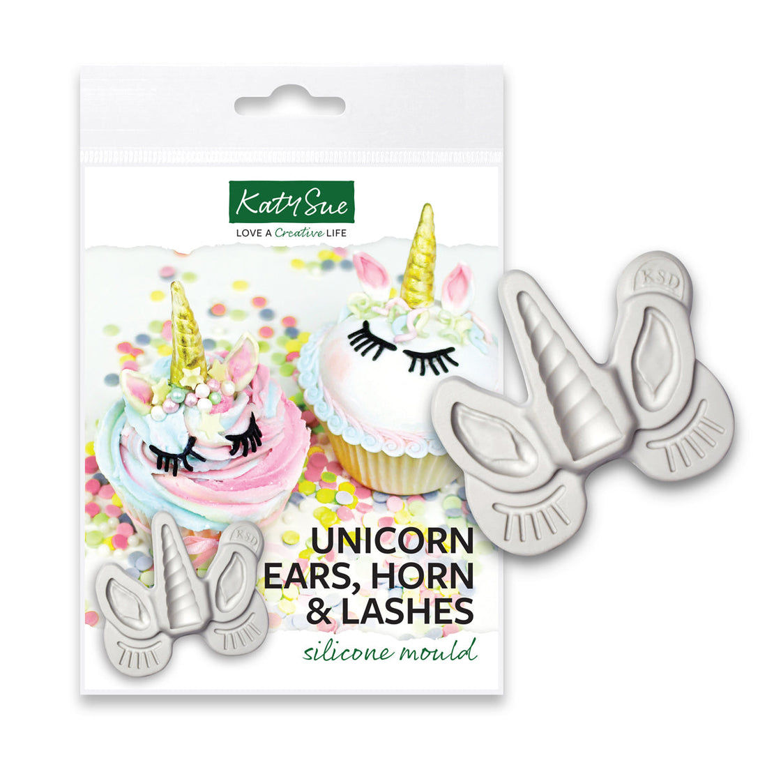 Unicorn Ears, Horn and Lashes Silicone Mold by Katy Sue Designs