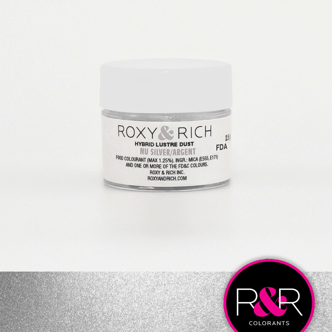 Nu Silver Edible Lustre Dust 2.5 grams - Roxy & Rich