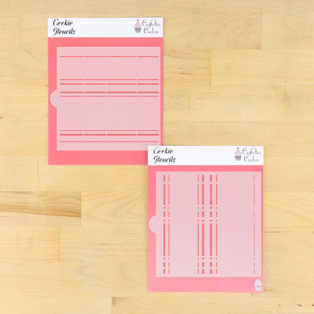 Plaid Background Overlay Cookie Stencil - 2 Stencils - Confection Couture