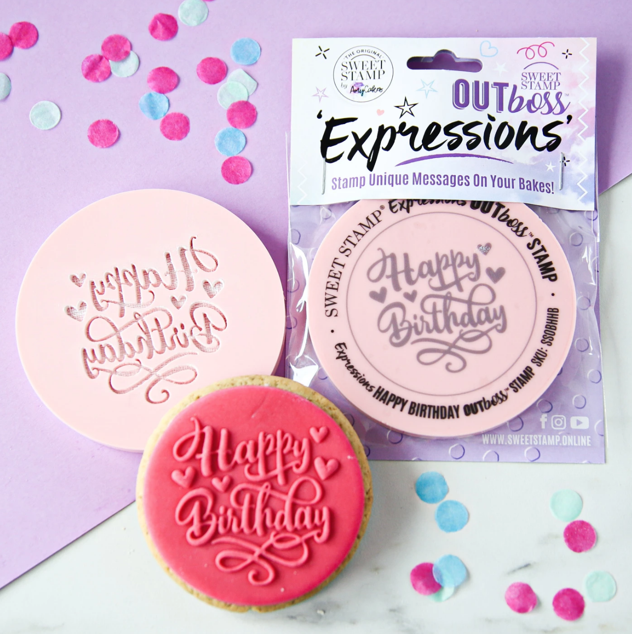 HEARTS HAPPY BIRTHDAY - OUTboss Expressions - Sweet Stamp