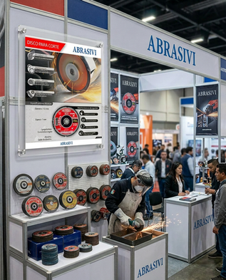 Abrasivi carten en stand de expo ferretera
