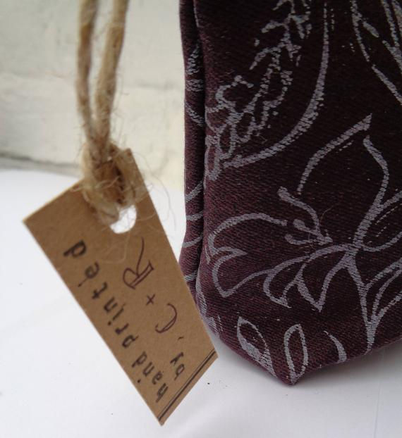 Thumbnail: Unique Handmade lino printed Makeup bag / Cosmetic Bag