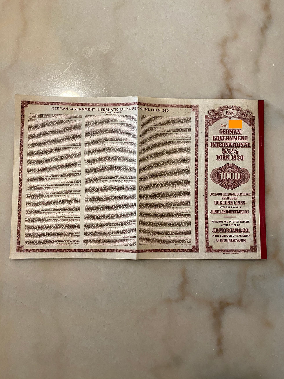 Thumbnail: German Government International 5½% Loan, $1,000, 1930 Gold Bond, with PASS-CO