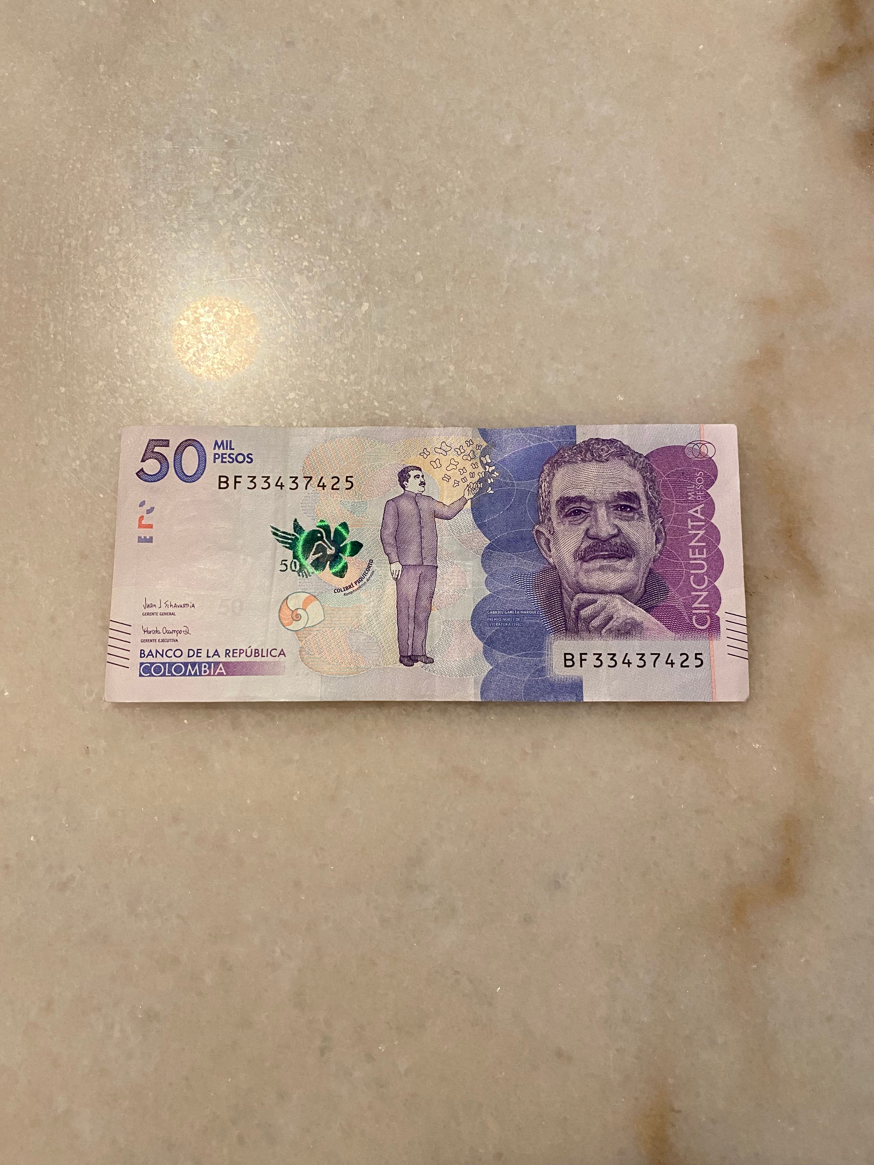 Colombia Banknote of $50,000 ($50 Mil) Pesos, 2018: Front.