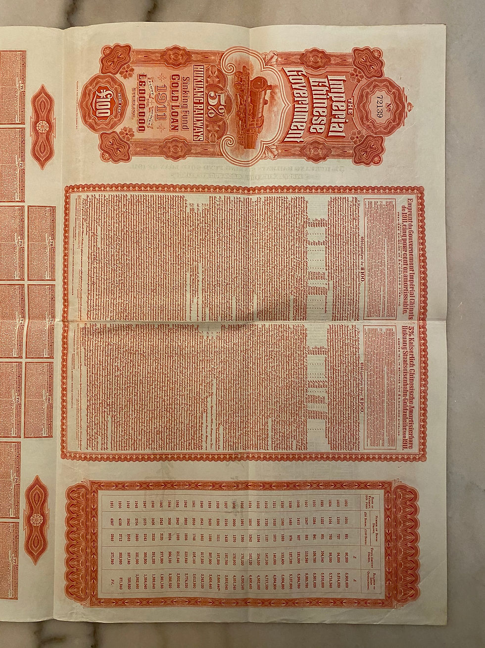 Miniatura: Imperial Chinese Government 5% Hukuang Railways Fund Gold Loan, £100, 1911