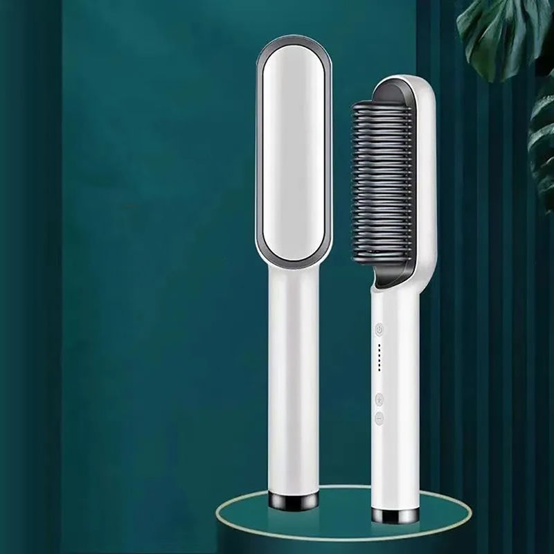 Thumbnail: Electric PTC Heat Straightening Brush One Step Hair Dryer 3 In 1 Ceramic Flat Ir