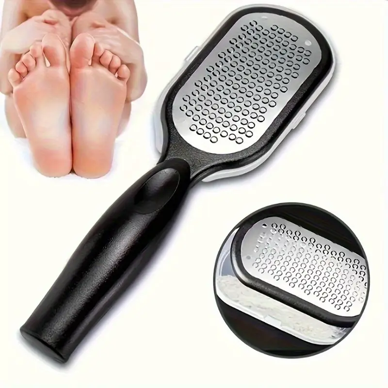 Thumbnail: Stainless Steel Foot File - Anti-Splash Ergonomic File with Coarse/Fine Grit, Du
