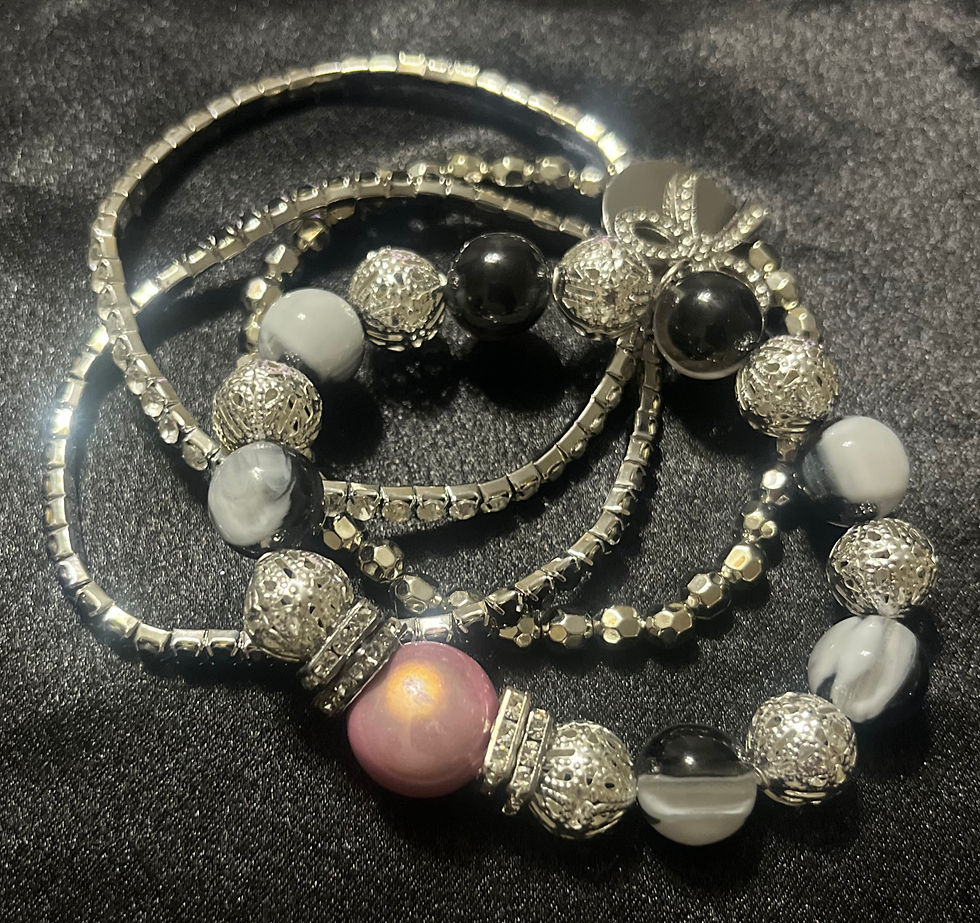 Thumbnail: Black& White Marble with Pink Bracelet