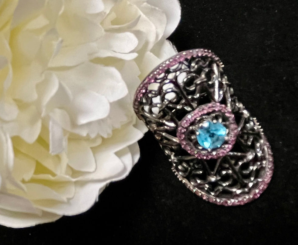 Thumbnail: Blue Topaz Filigree Ring
