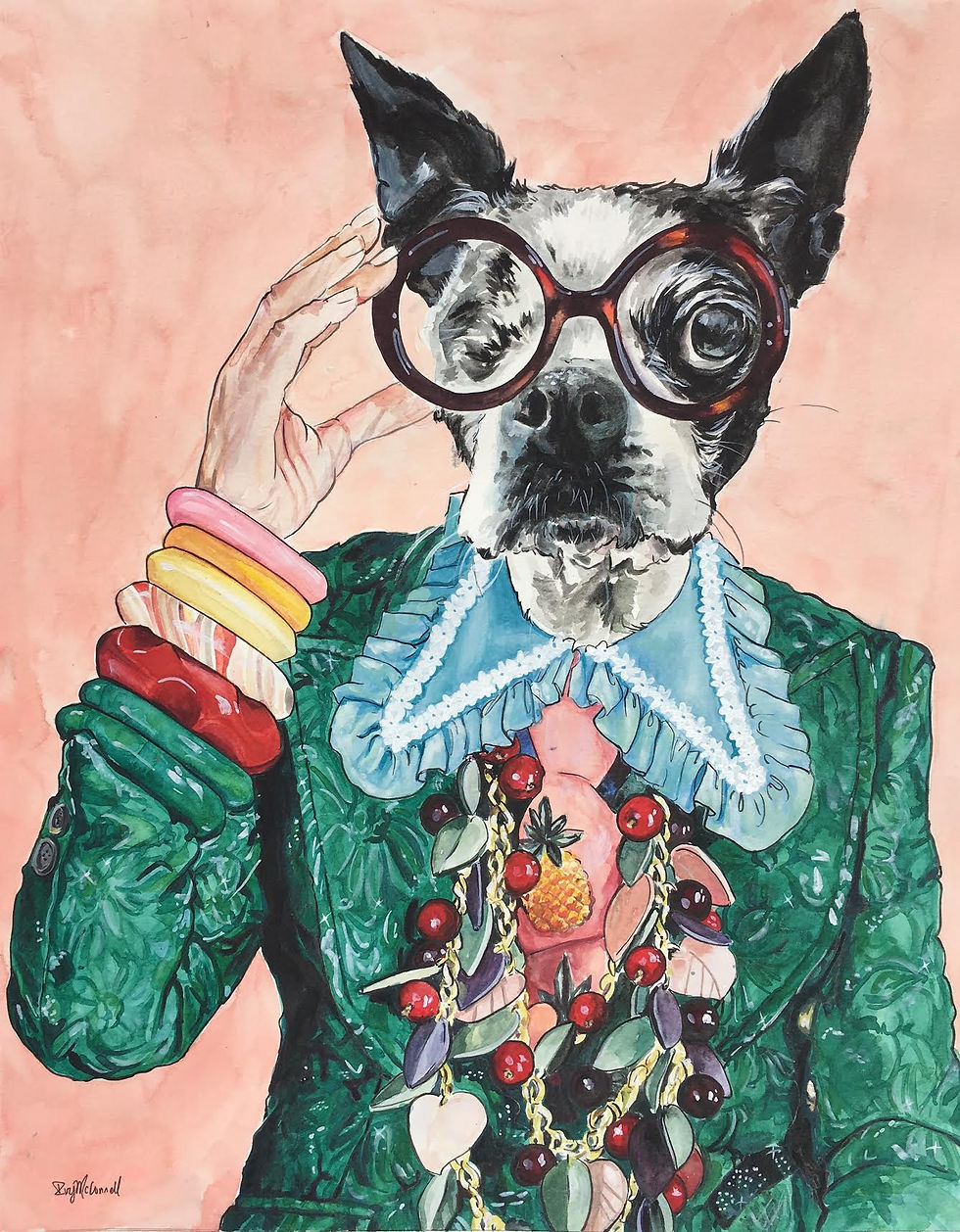 Boston Terrier Dressed in Clothes Print