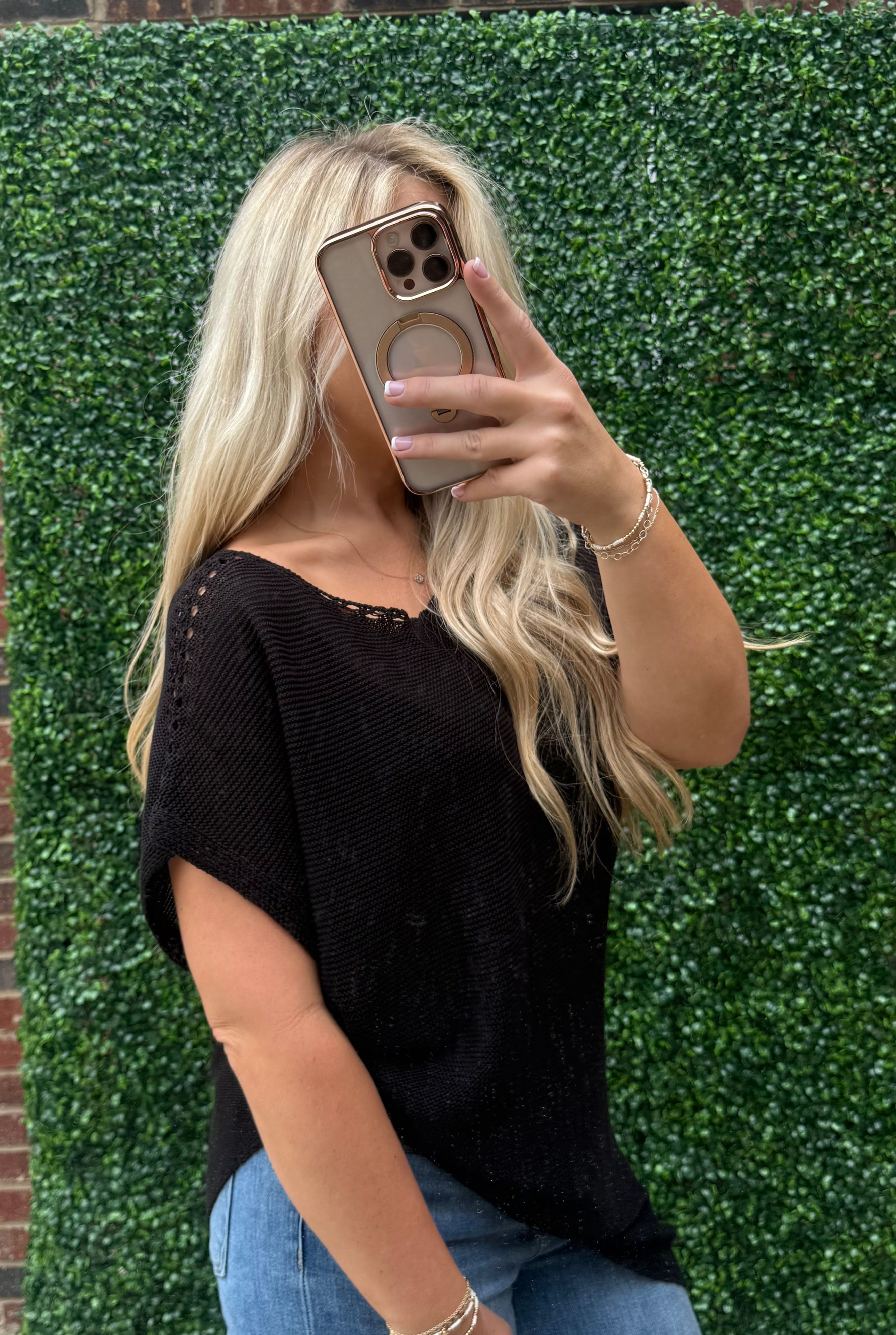 Oversized Long Black Knit Top