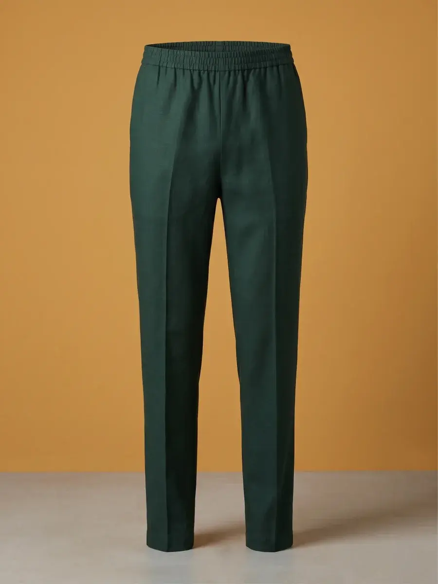 Thumbnail: Olive Green Floral Viscose Rayon Kurta Set with Dupatta pant view