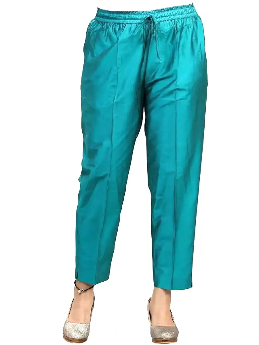 Thumbnail: Teal Green Floral Chandheri Kurta Set with Dupatta Pants View