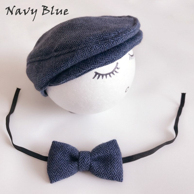 Thumbnail: 2PCS Newborn Baby Boys Gatsby Caps And Bowtie Sets