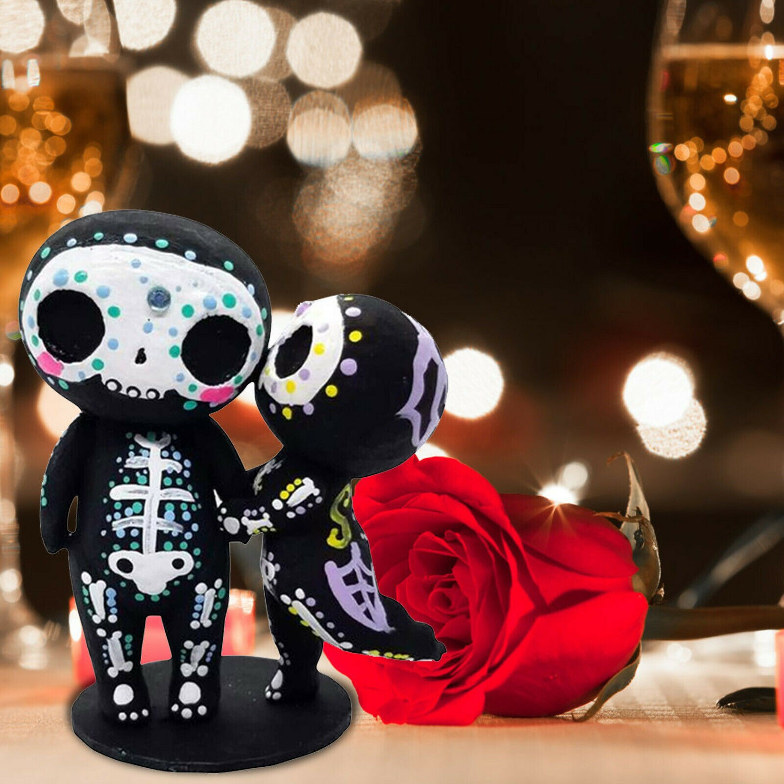 2pcs/set Lovers Mini Sugar Skull Couple Statue 