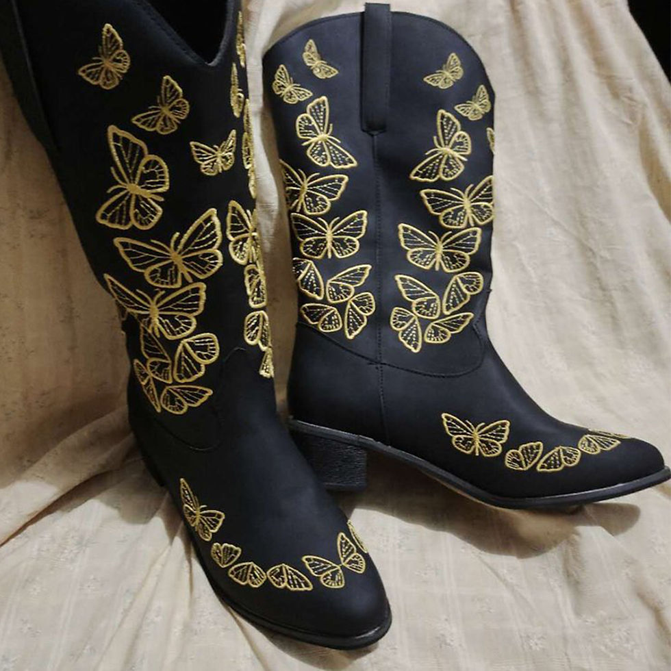 Thumbnail: SARAIRIS Womens Butterfly Concise Western Boots 
