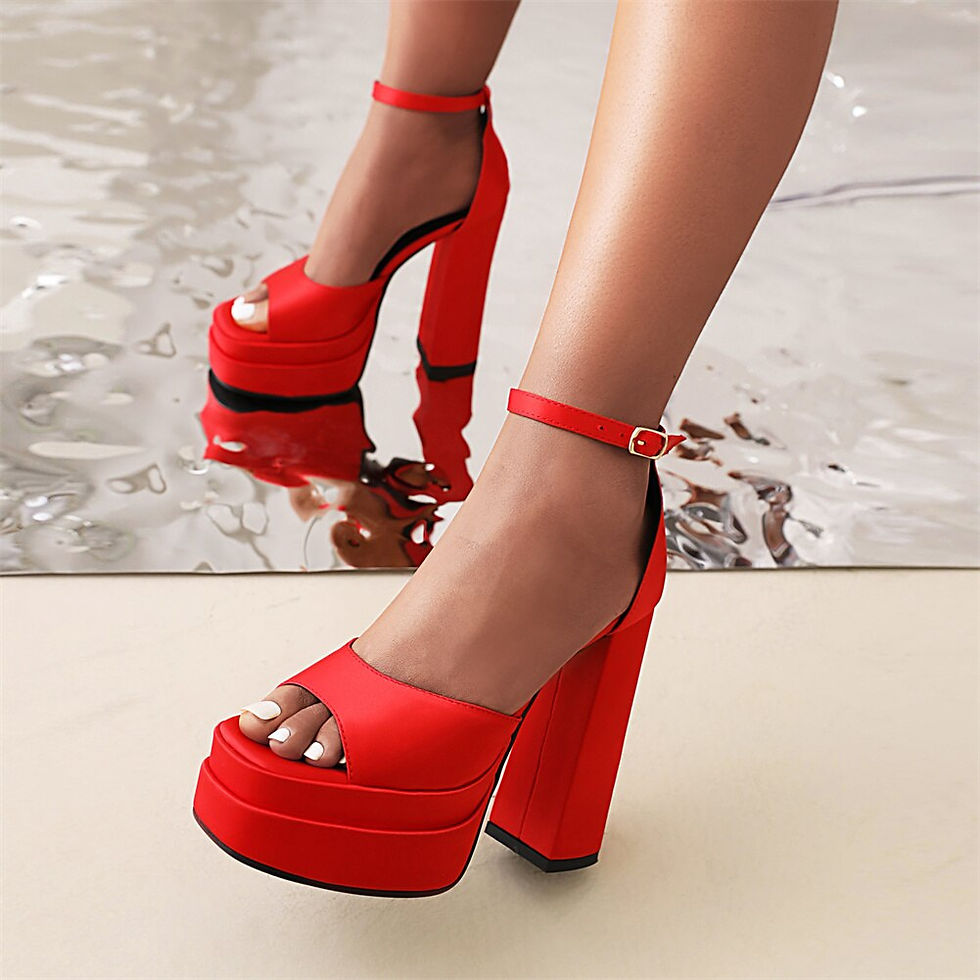 Thumbnail: RIBETRINI Brand Strappy Flock Peep Toe Party Pumps 