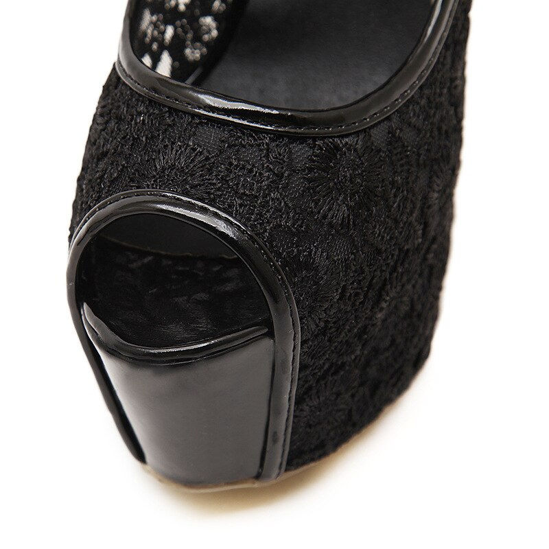 Thumbnail: Women's Stiletto Sexy Lace Peep Toe Platform Pumps