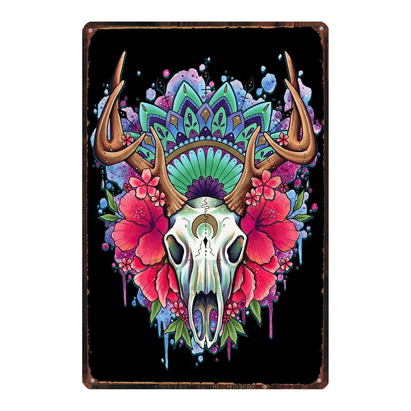 Thumbnail: 【YZFQ 】 Sugar Skull Vintage Tin Signs DU-7291B