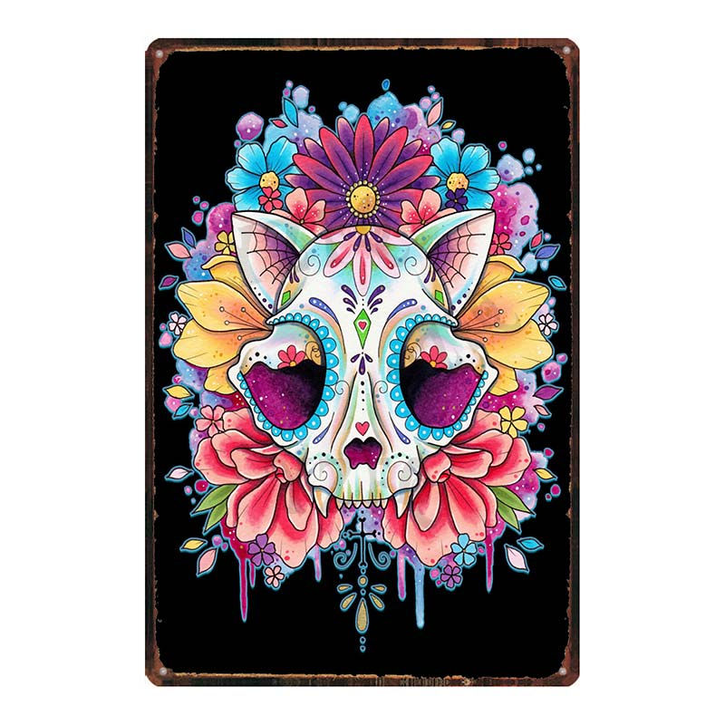 Thumbnail: 【YZFQ 】 Sugar Skull Vintage Tin Signs DU-7291B