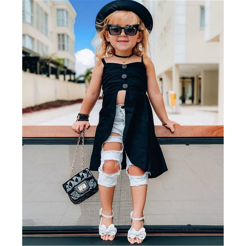 Thumbnail: Girls Summer Vest Dress + Short Pant Set