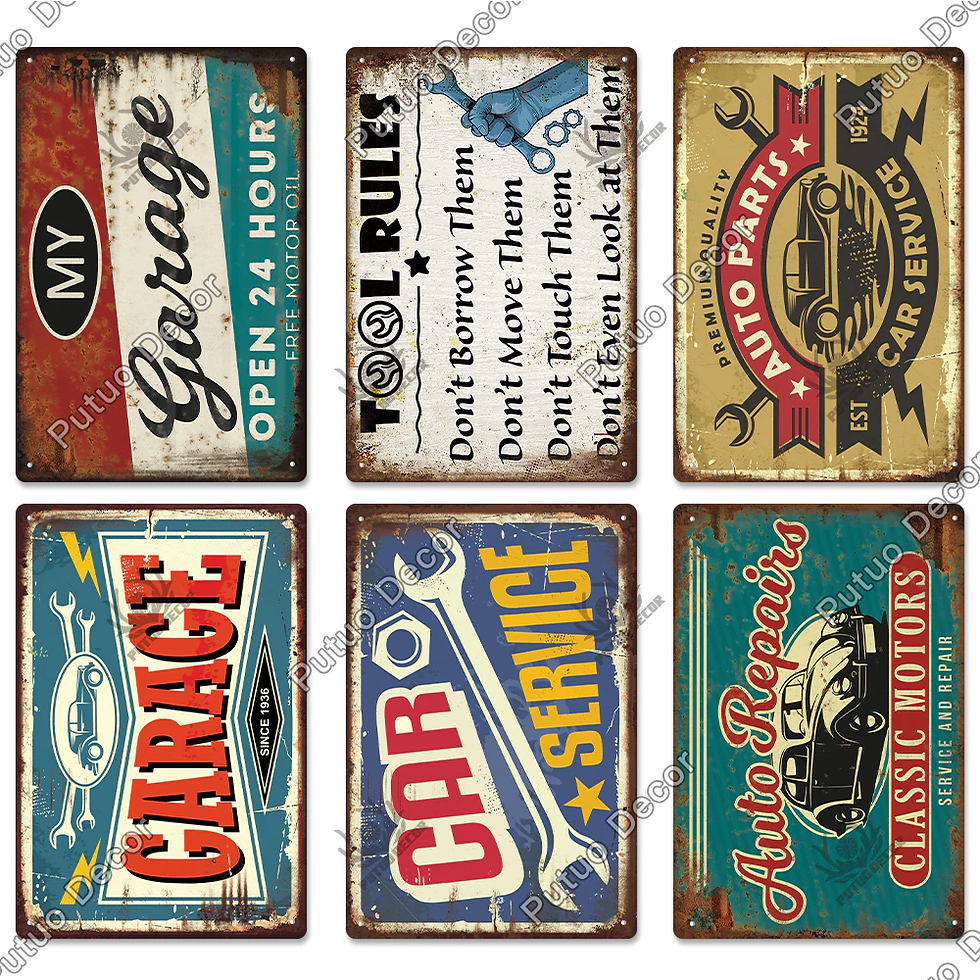 Thumbnail: Putuo Decor Vintage Pin-Up Garage Tin Wall Plaques