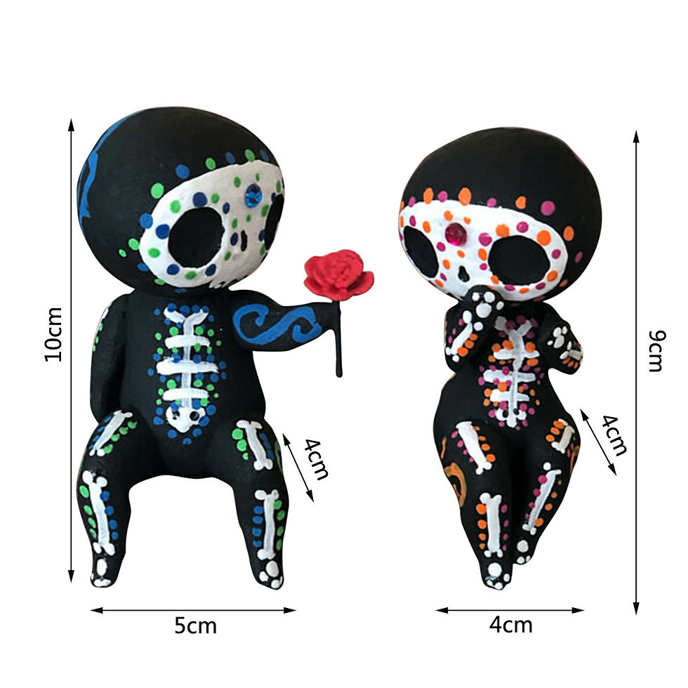 Thumbnail: 2pcs/set Lovers Mini Sugar Skull Couple Statue 