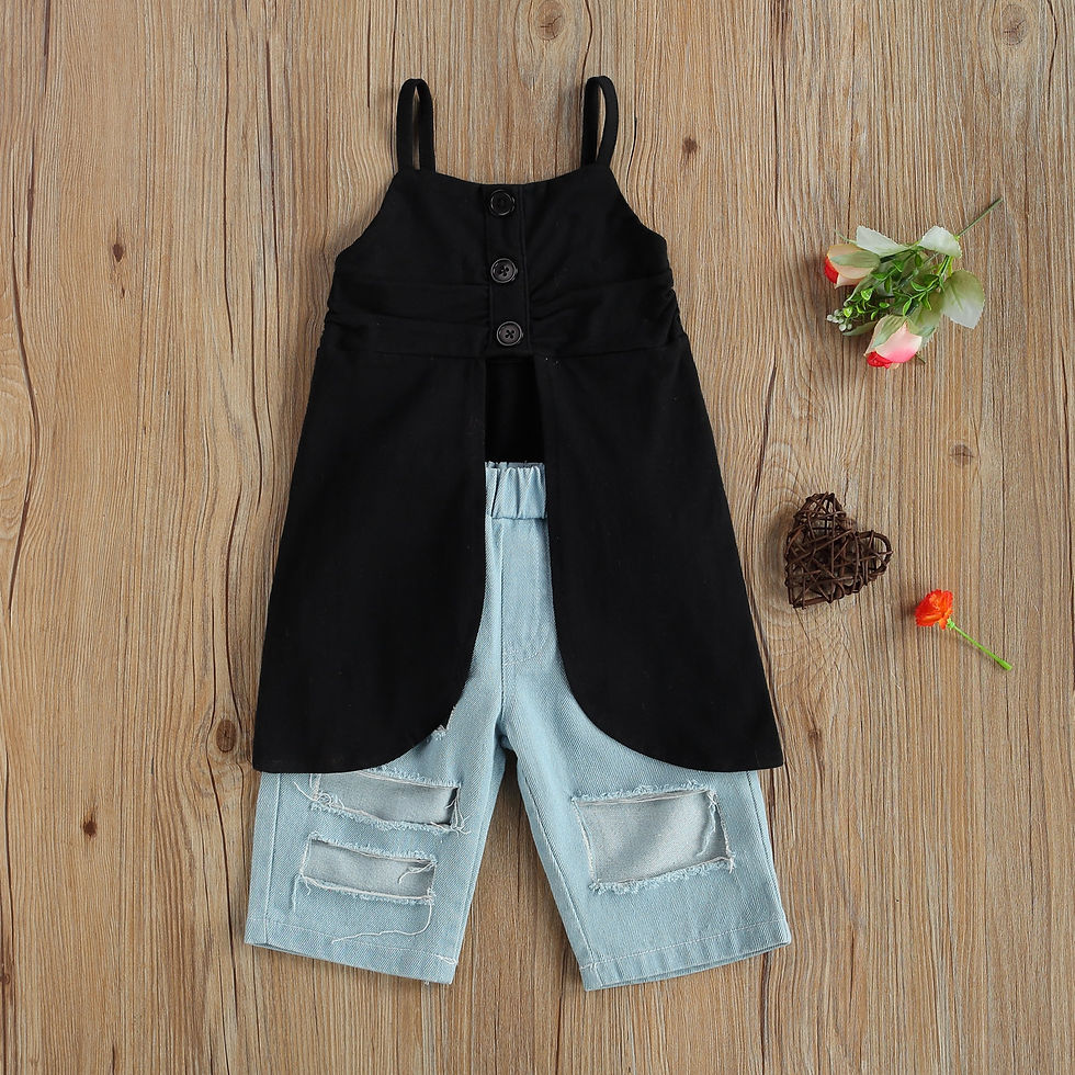 Thumbnail: Girls Summer Vest Dress + Short Pant Set