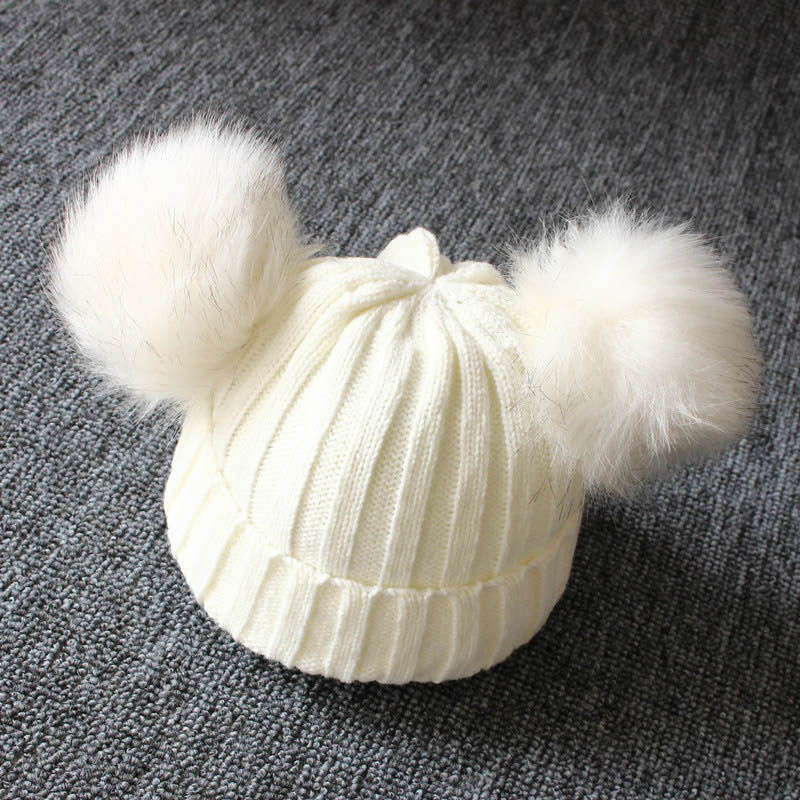 Thumbnail: Baby Pompom Winter Knitted Beanie Cap/Scarf 