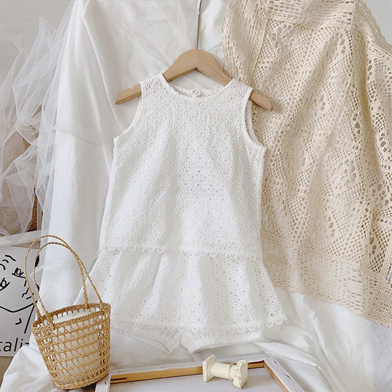 Thumbnail: Girls 2021 Summer Lace Baby Casual Shorts Sets 