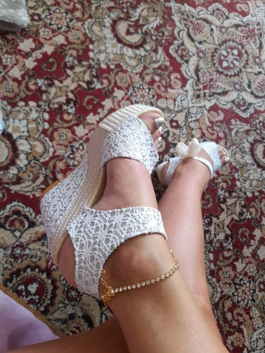 縮圖：Saralris Hot Lace Women 2019 Hemp Platform Wedge Heels