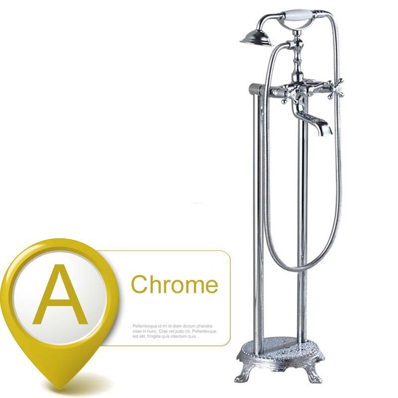 Thumbnail: Dual Ceramic Free Standing Floor Mounted Clawfoot Shower Set 