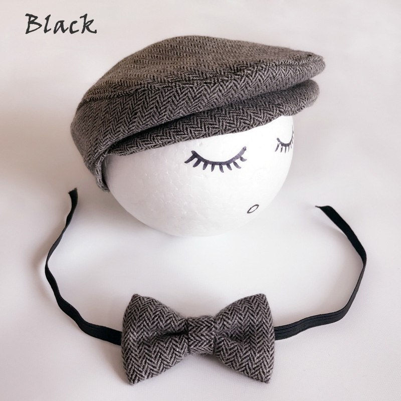Thumbnail: 2PCS Newborn Baby Boys Gatsby Caps And Bowtie Sets