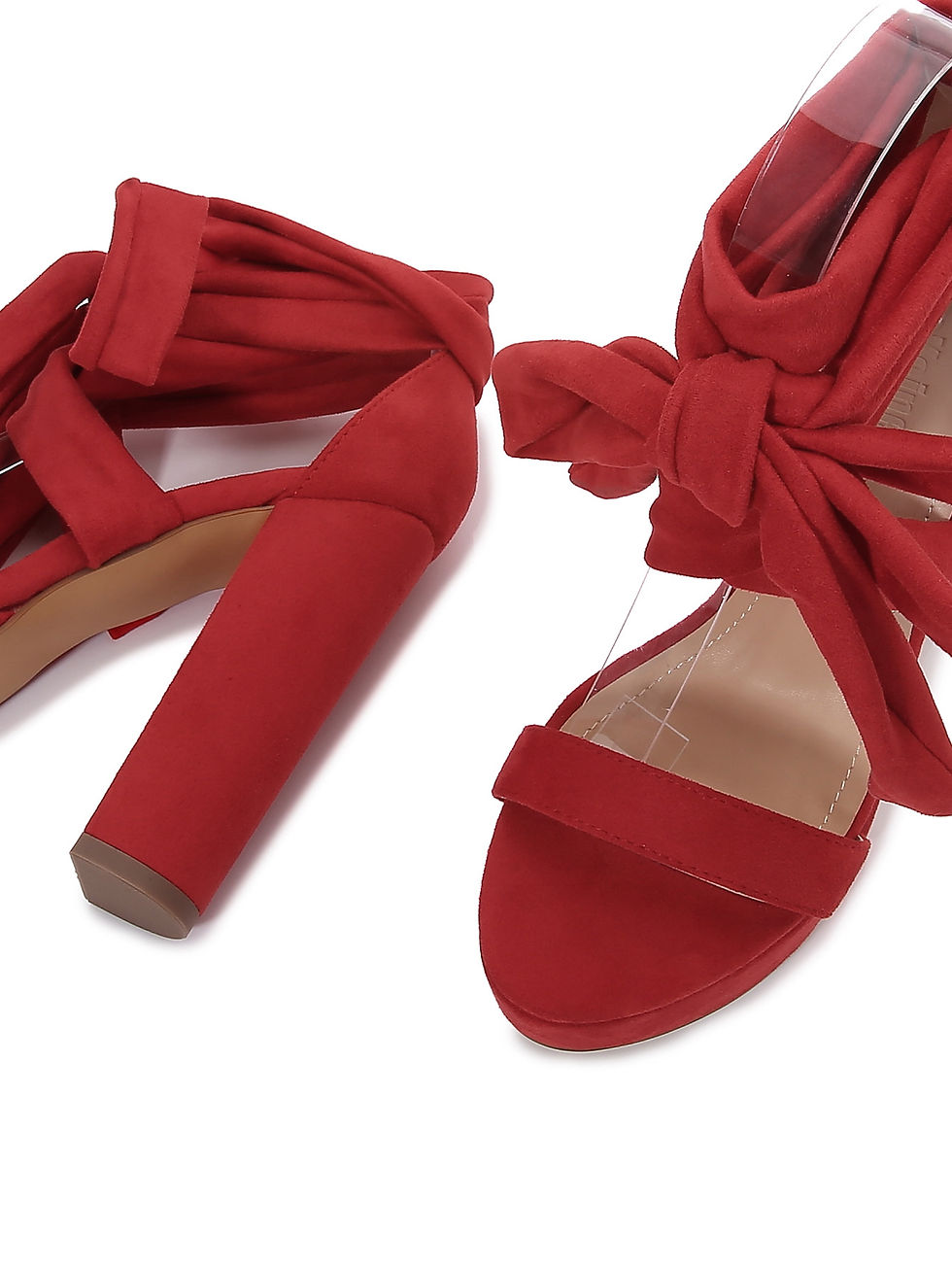 Thumbnail: Ribetrini Strappy Lace Up Heeled Gladiator Flock Platform Sandals