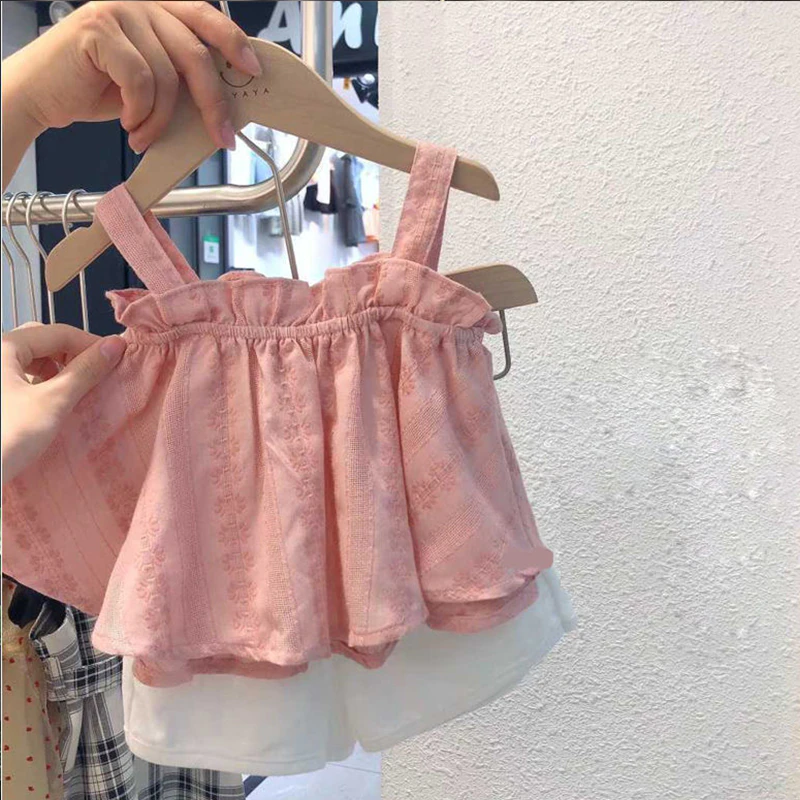 Thumbnail: Girls 2021 Summer Lace Baby Casual Shorts Sets 