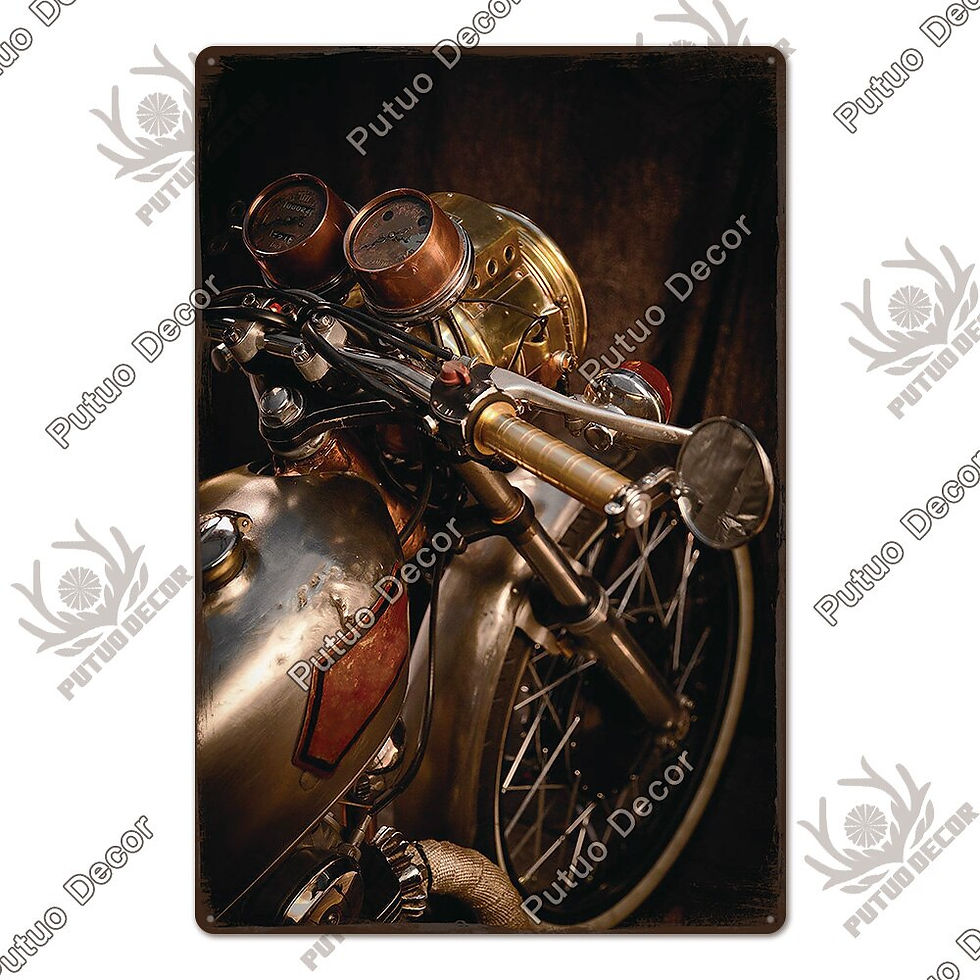 Thumbnail: Putuo Decor Motorcycle Retro Tin Man Cave Signs