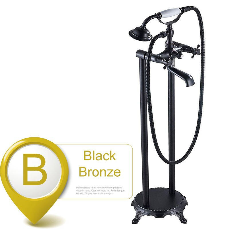 Thumbnail: Dual Ceramic Free Standing Floor Mounted Clawfoot Shower Set 