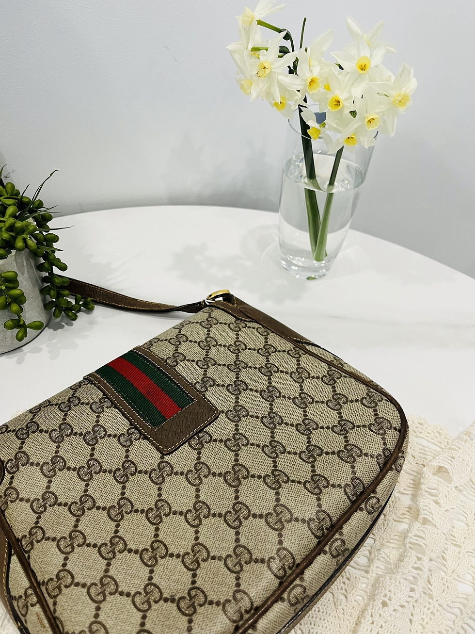 Thumbnail: Gucci Ophidia GG Supreme Interlocking G Web, Crossbody/Shoulder Bag