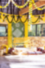 Beautiful green and yellow Indian garlands at multi-cultural all-inclusive wedding.