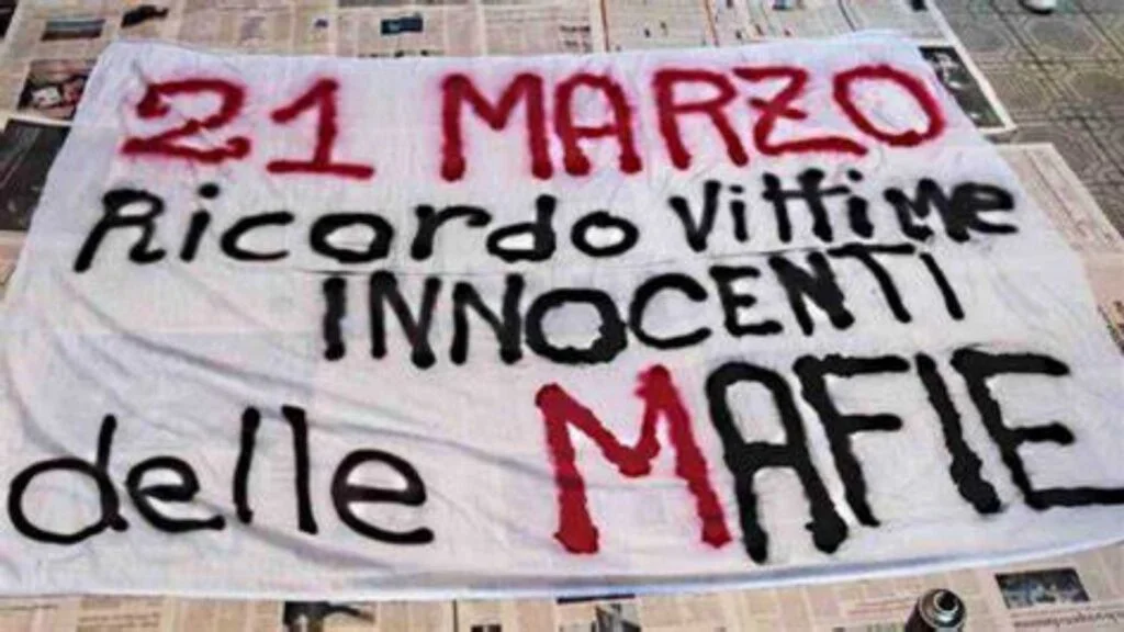 striscione 21 marzo - ricordo vittime innocenti delle mafie